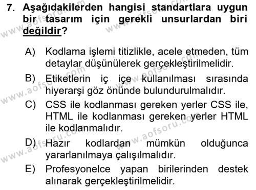 Web’de Telif Hakları ve Etik Dersi 2021 - 2022 Yılı Yaz Okulu Sınavı 7. Soru