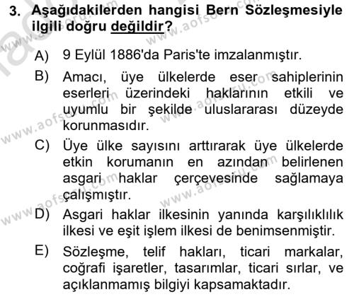 Web’de Telif Hakları ve Etik Dersi 2022 - 2023 Yılı Yaz Okulu Sınavı 3. Soru