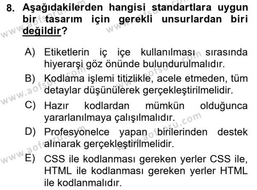 Web’de Telif Hakları ve Etik Dersi 2022 - 2023 Yılı Yaz Okulu Sınavı 8. Soru