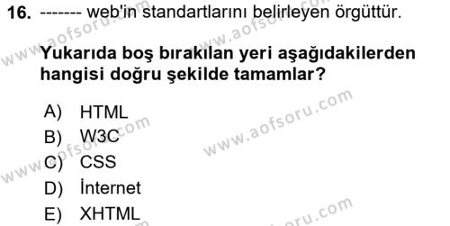 Web’de Telif Hakları ve Etik Dersi 2023 - 2024 Yılı (Vize) Ara Sınavı 16. Soru