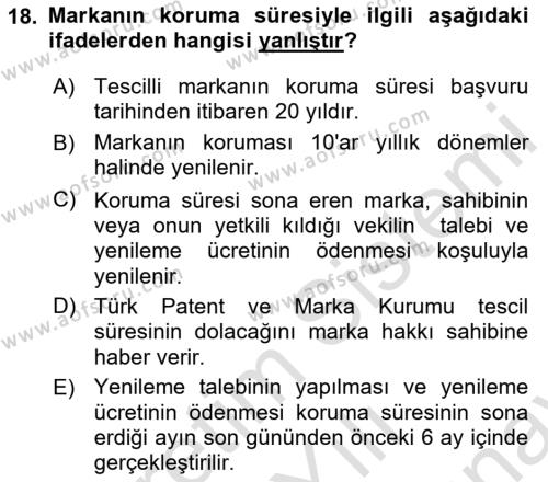 Web’de Telif Hakları ve Etik Dersi 2023 - 2024 Yılı (Final) Dönem Sonu Sınavı 18. Soru