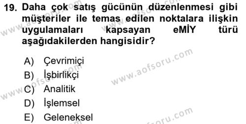 Web Tasarımı Satış ve Pazarlama Dersi 2021 - 2022 Yılı (Vize) Ara Sınavı 19. Soru