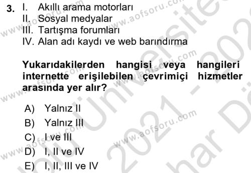 Web Tasarımı Satış ve Pazarlama Dersi 2021 - 2022 Yılı (Vize) Ara Sınavı 3. Soru