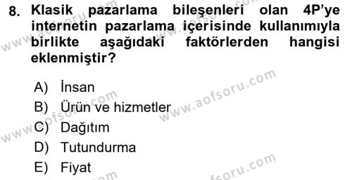 Web Tasarımı Satış ve Pazarlama Dersi 2021 - 2022 Yılı (Vize) Ara Sınavı 8. Soru