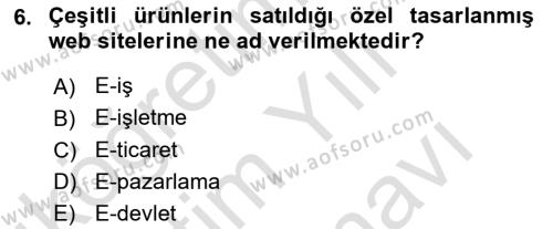 Web Tasarımı Satış ve Pazarlama Dersi 2023 - 2024 Yılı (Vize) Ara Sınavı 6. Soru