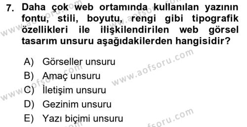 Görsel Web Tasarımı Dersi 2017 - 2018 Yılı (Vize) Ara Sınavı 7. Soru