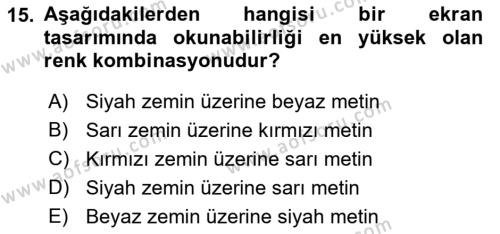 Görsel Web Tasarımı Dersi 2019 - 2020 Yılı (Final) Dönem Sonu Sınavı 15. Soru