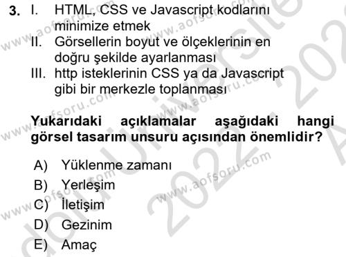 Görsel Web Tasarımı Dersi 2022 - 2023 Yılı (Vize) Ara Sınavı 3. Soru