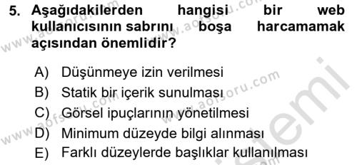 Görsel Web Tasarımı Dersi 2022 - 2023 Yılı (Vize) Ara Sınavı 5. Soru