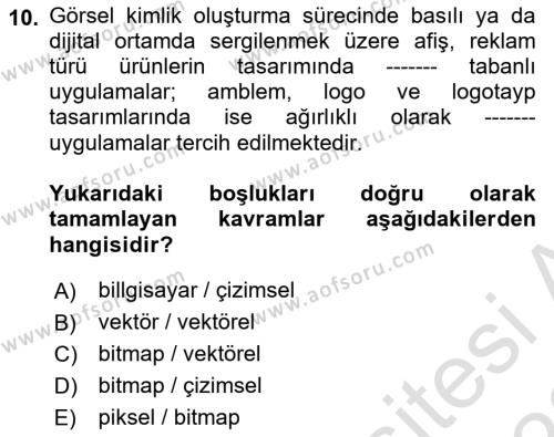 Görsel Web Tasarımı Dersi 2022 - 2023 Yılı (Final) Dönem Sonu Sınavı 10. Soru