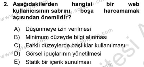 Görsel Web Tasarımı Dersi 2022 - 2023 Yılı (Final) Dönem Sonu Sınavı 2. Soru