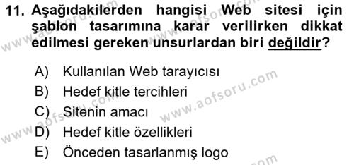 Görsel Web Tasarımı Dersi 2023 - 2024 Yılı (Vize) Ara Sınavı 11. Soru