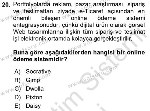 Görsel Web Tasarımı Dersi 2023 - 2024 Yılı (Final) Dönem Sonu Sınavı 20. Soru