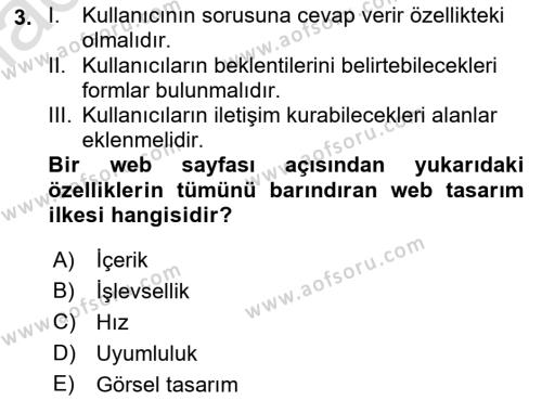 Görsel Web Tasarımı Dersi 2023 - 2024 Yılı (Final) Dönem Sonu Sınavı 3. Soru