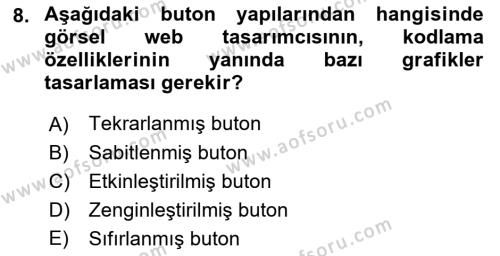 Görsel Web Tasarımı Dersi 2023 - 2024 Yılı (Final) Dönem Sonu Sınavı 8. Soru