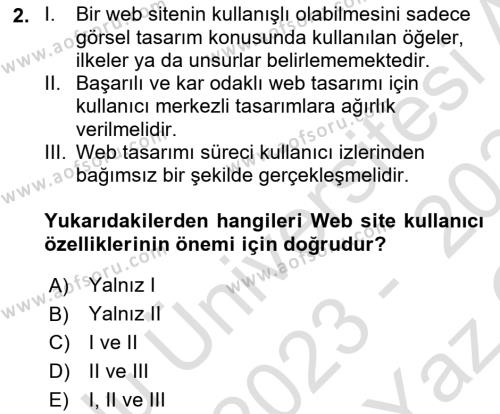 Görsel Web Tasarımı Dersi 2023 - 2024 Yılı Yaz Okulu Sınavı 2. Soru