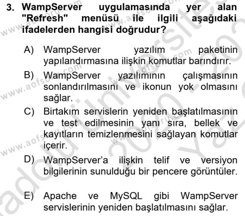 İnternet Tabanlı Programlama Dersi 2020 - 2021 Yılı Yaz Okulu Sınavı 3. Soru