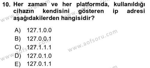 İnternet Tabanlı Programlama Dersi 2021 - 2022 Yılı (Vize) Ara Sınavı 10. Soru