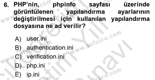 İnternet Tabanlı Programlama Dersi 2021 - 2022 Yılı (Vize) Ara Sınavı 6. Soru