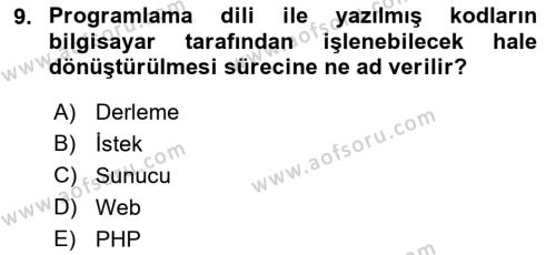 İnternet Tabanlı Programlama Dersi 2021 - 2022 Yılı (Vize) Ara Sınavı 9. Soru