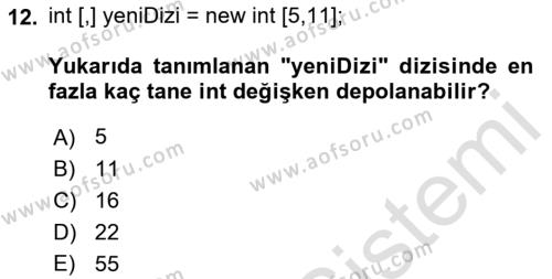 İnternet Tabanlı Programlama Dersi 2021 - 2022 Yılı (Final) Dönem Sonu Sınavı 12. Soru