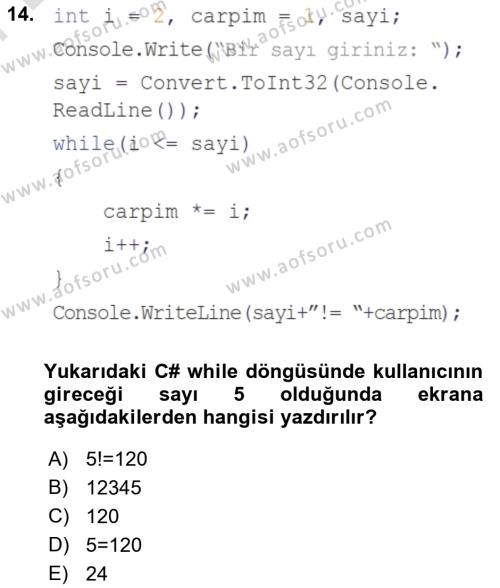 İnternet Tabanlı Programlama Dersi 2021 - 2022 Yılı (Final) Dönem Sonu Sınavı 14. Soru