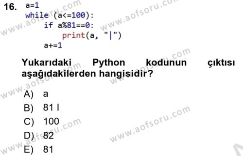 İnternet Tabanlı Programlama Dersi 2021 - 2022 Yılı (Final) Dönem Sonu Sınavı 16. Soru