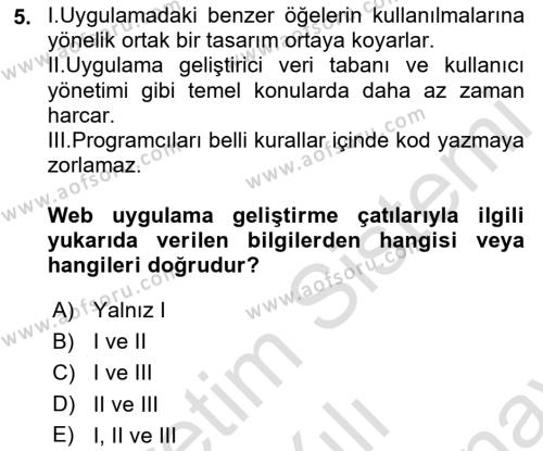 İnternet Tabanlı Programlama Dersi 2021 - 2022 Yılı (Final) Dönem Sonu Sınavı 5. Soru