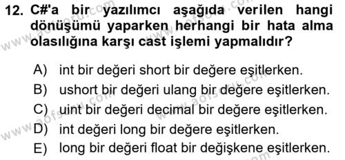 İnternet Tabanlı Programlama Dersi 2021 - 2022 Yılı Yaz Okulu Sınavı 12. Soru