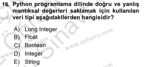 İnternet Tabanlı Programlama Dersi 2021 - 2022 Yılı Yaz Okulu Sınavı 16. Soru