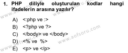 İnternet Tabanlı Programlama Dersi 2022 - 2023 Yılı Yaz Okulu Sınavı 1. Soru
