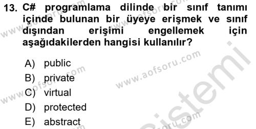 İnternet Tabanlı Programlama Dersi 2022 - 2023 Yılı Yaz Okulu Sınavı 13. Soru