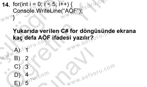İnternet Tabanlı Programlama Dersi 2022 - 2023 Yılı Yaz Okulu Sınavı 14. Soru