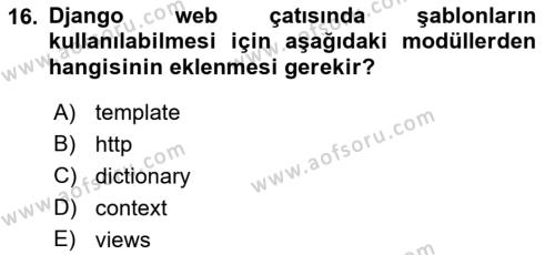 İnternet Tabanlı Programlama Dersi 2022 - 2023 Yılı Yaz Okulu Sınavı 16. Soru