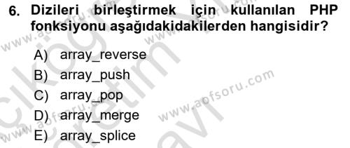 İnternet Tabanlı Programlama Dersi 2022 - 2023 Yılı Yaz Okulu Sınavı 6. Soru