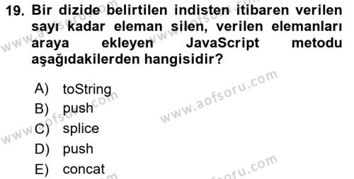 İnternet Tabanlı Programlama Dersi 2023 - 2024 Yılı (Vize) Ara Sınavı 19. Soru