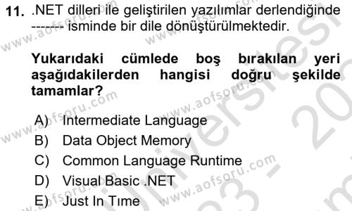 İnternet Tabanlı Programlama Dersi 2023 - 2024 Yılı (Final) Dönem Sonu Sınavı 11. Soru