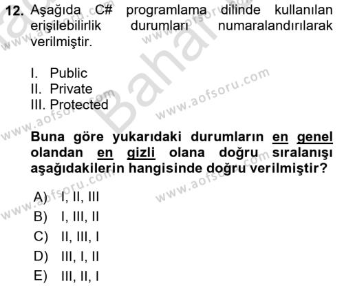 İnternet Tabanlı Programlama Dersi 2023 - 2024 Yılı (Final) Dönem Sonu Sınavı 12. Soru