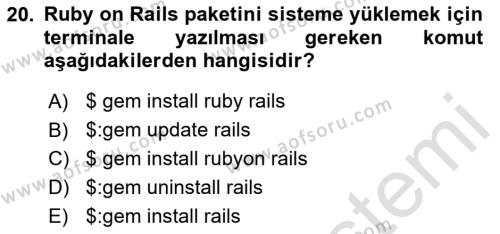 İnternet Tabanlı Programlama Dersi 2023 - 2024 Yılı (Final) Dönem Sonu Sınavı 20. Soru