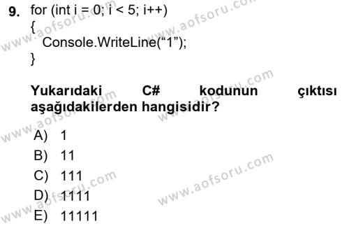 İnternet Tabanlı Programlama Dersi 2023 - 2024 Yılı (Final) Dönem Sonu Sınavı 9. Soru