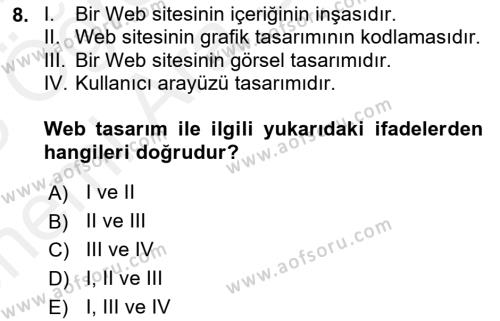 Web Grafik Tasarımı Dersi 2017 - 2018 Yılı (Vize) Ara Sınavı 8. Soru