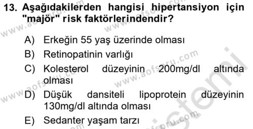 Yaşlılarda Görülebilecek Sorunlar Ve Bakım Hizmetleri Dersi 2023 - 2024 Yılı (Vize) Ara Sınavı 13. Soru