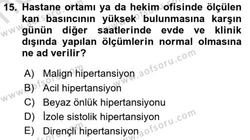 Yaşlılarda Görülebilecek Sorunlar Ve Bakım Hizmetleri Dersi 2023 - 2024 Yılı (Vize) Ara Sınavı 15. Soru