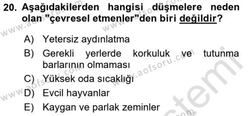 Yaşlılarda Görülebilecek Sorunlar Ve Bakım Hizmetleri Dersi 2023 - 2024 Yılı (Vize) Ara Sınavı 20. Soru