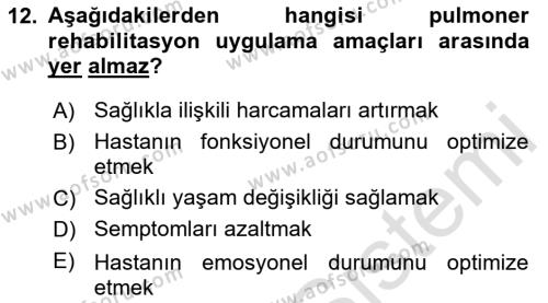 Yaşlılarda Görülebilecek Sorunlar Ve Bakım Hizmetleri Dersi 2023 - 2024 Yılı (Final) Dönem Sonu Sınavı 12. Soru