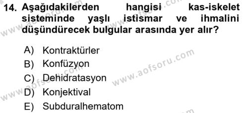 Yaşlılarda Görülebilecek Sorunlar Ve Bakım Hizmetleri Dersi 2023 - 2024 Yılı (Final) Dönem Sonu Sınavı 14. Soru