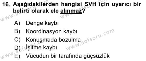 Yaşlılarda Görülebilecek Sorunlar Ve Bakım Hizmetleri Dersi 2023 - 2024 Yılı (Final) Dönem Sonu Sınavı 16. Soru