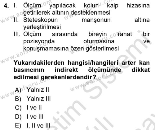 Yaşlılarda Görülebilecek Sorunlar Ve Bakım Hizmetleri Dersi 2023 - 2024 Yılı (Final) Dönem Sonu Sınavı 4. Soru