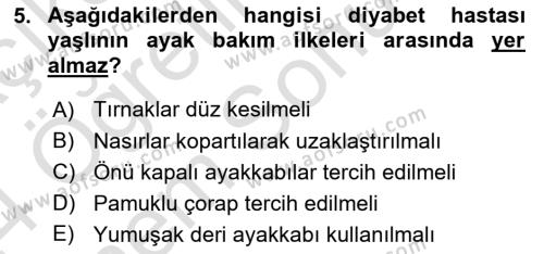 Yaşlılarda Görülebilecek Sorunlar Ve Bakım Hizmetleri Dersi 2023 - 2024 Yılı (Final) Dönem Sonu Sınavı 5. Soru