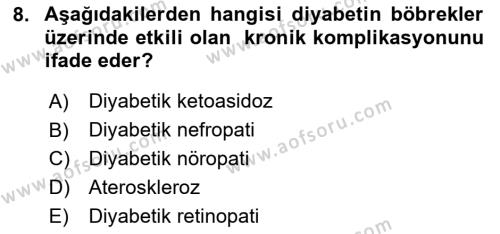 Yaşlılarda Görülebilecek Sorunlar Ve Bakım Hizmetleri Dersi 2023 - 2024 Yılı (Final) Dönem Sonu Sınavı 8. Soru